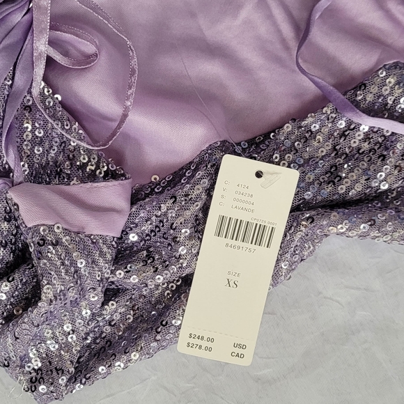NWT!Anthro Sequin Cowl Neck Wide Leg Women's Chic Ranna Gill Purple Jumpsuit XS - Picture 4 of 17